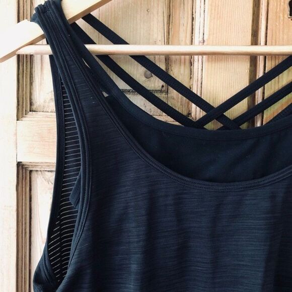 Athleta XXS Black Fully Focused Tank Top with Built in Bra - Picture 2 of 7